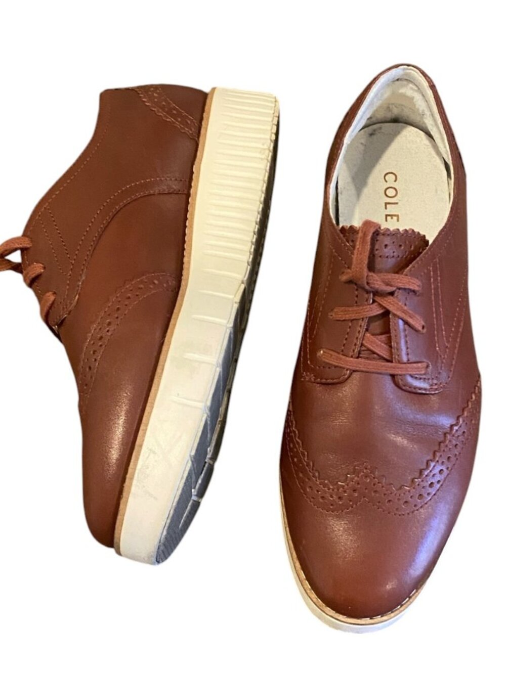 Cole Haan Women's Platform Wingtip Oxfords Sz 6.5C Brown #171F - Picture 4 of 8